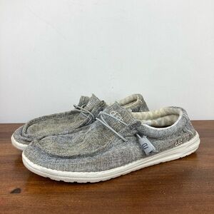 Hey Dude Wally Linen Iron Grey Casual Shoes Slip On Loafers Men’s Size 12.